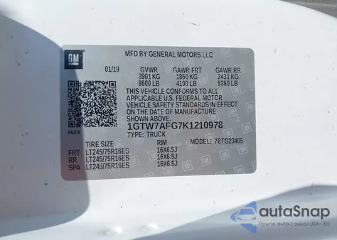 2019 GMC Savana 2500 Work Van из США, поврежденный, VIN 1GTW7AFG7K1210978